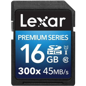 کارت حافظه SDHC لکسار مدل Premium کلاس 10 استاندارد UHS-I U1 سرعت 45MBps 300X ظرفیت 16 گیگابایت