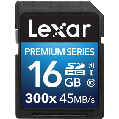 کارت حافظه SDHC لکسار مدل Premium کلاس 10 استاندارد UHS-I U1 سرعت 45MBps 300X ظرفیت 16 گیگابایت
